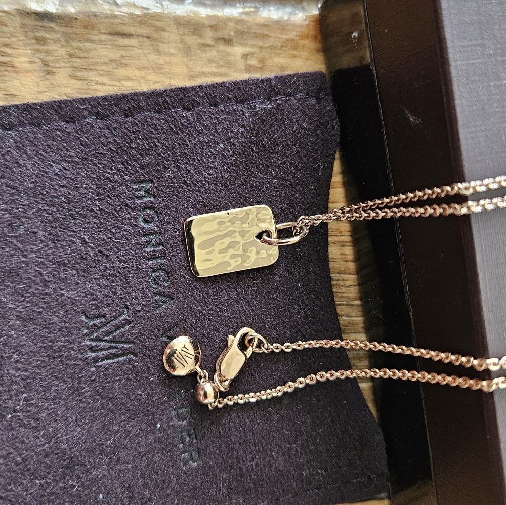 Monica Vinader rose gold vermeil dog tag necklace - Picture 2 of 2